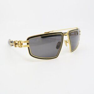 Balmain TITAN BPS-139A-59 145mm Gold & Black  New Unisex Sunglasses.